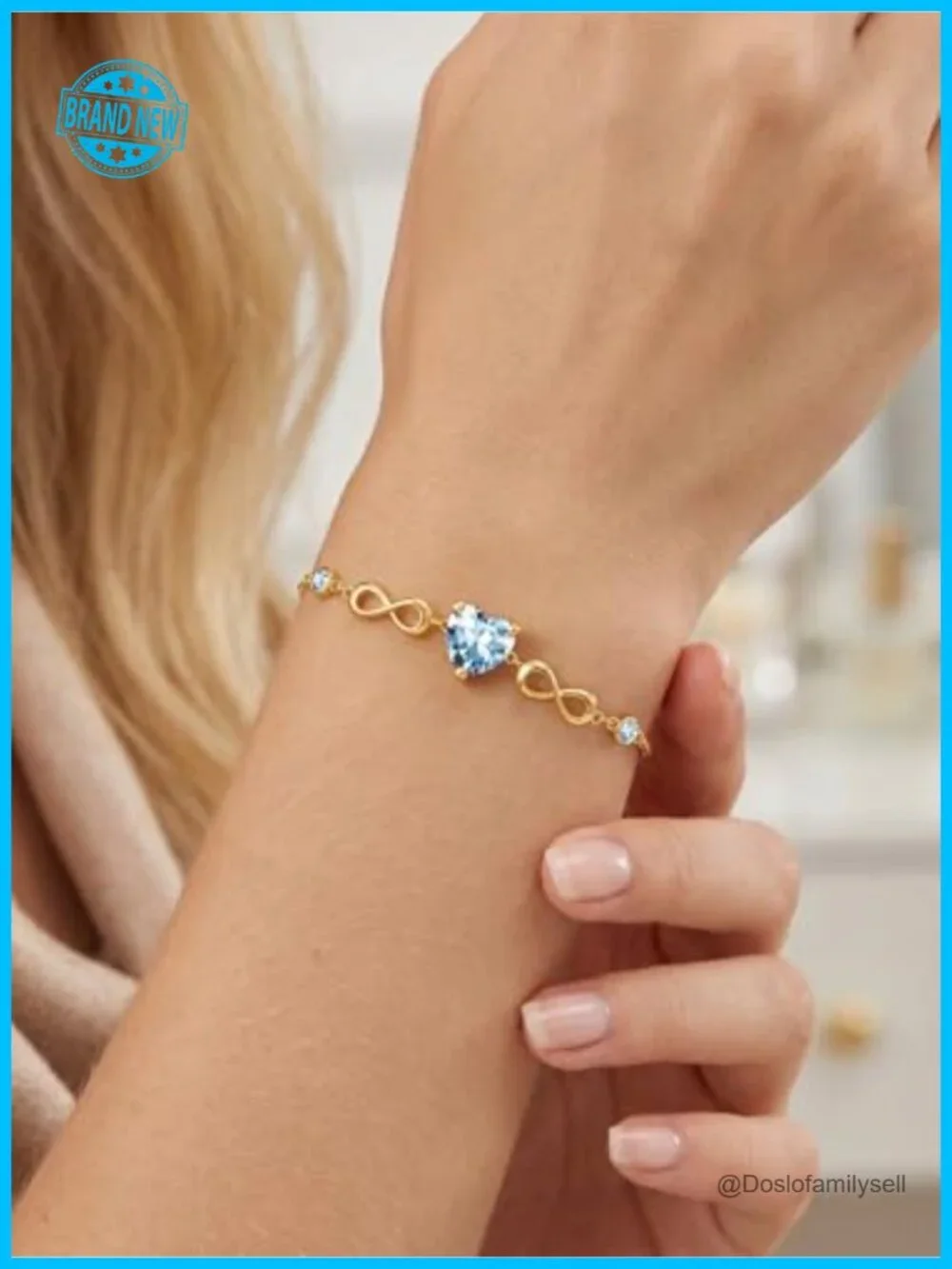 14K Gold Plated Infinity Birthstone Link Bracelet with Cubic Zirconia,